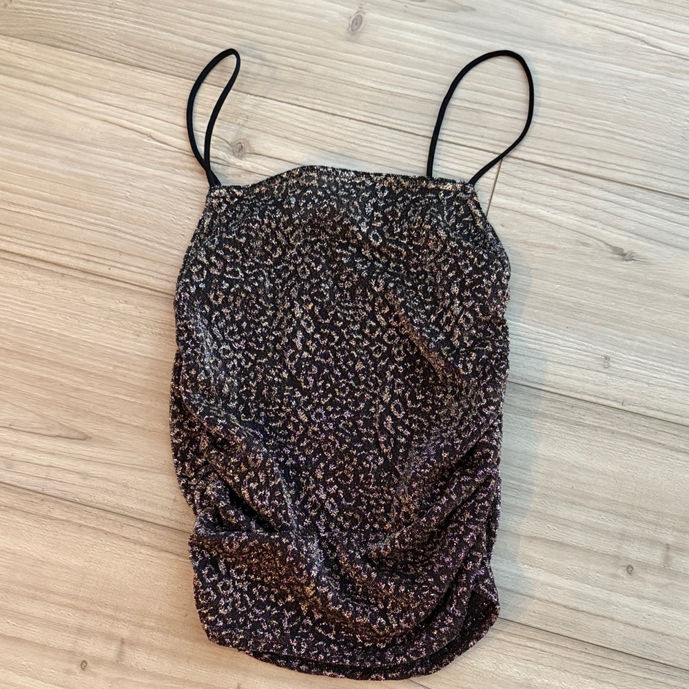 Topshop leopard print ruched tank